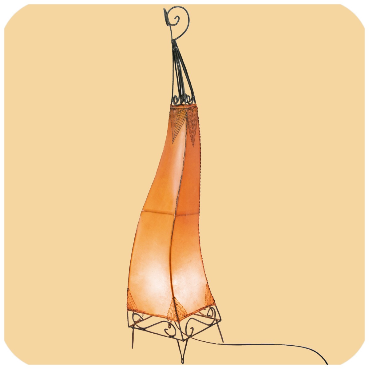 Orientalische Lampe Hennalampe marokkanische Lederlampe Tischleuchte Stehleuchte El Bahia Orient 100 cm