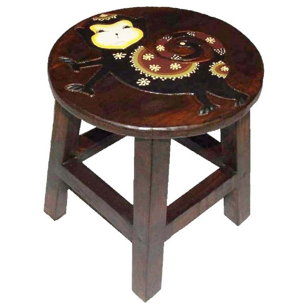 Holzhocker Kinderhocker Hocker Sitzhocker Fußbank Massivholz Schemel Stuhl mit Tiermotiv Deko braun