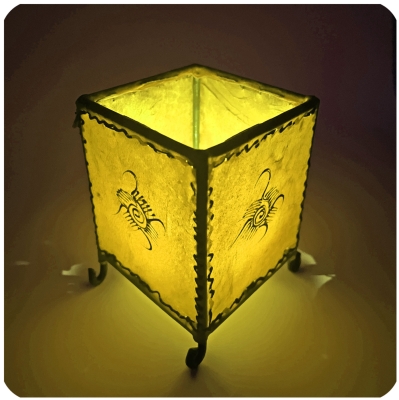 Orientalisches Windlicht Budur Rot – Marokkanischer Teelichthalter Aus Leder, 15 Cm, Henna-Bemalung