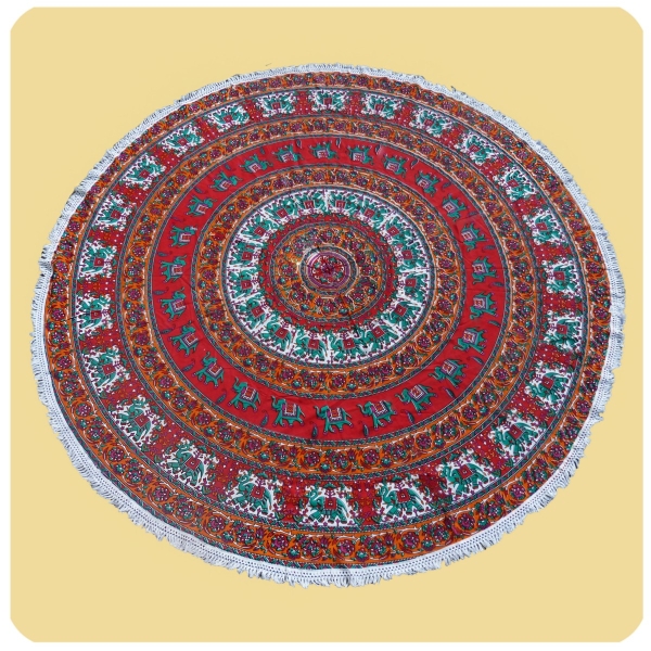 Wandtuch rund Mandala indischer Wandbehang Strandlaken Tagesdecke Tischdecke Tuch groß 2