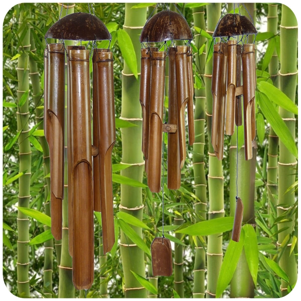 Windspiel Klang-Spiel Bambus Deko Mobile Klangröhren Entspannung Garten Türglocke Feng Shui 3 Set