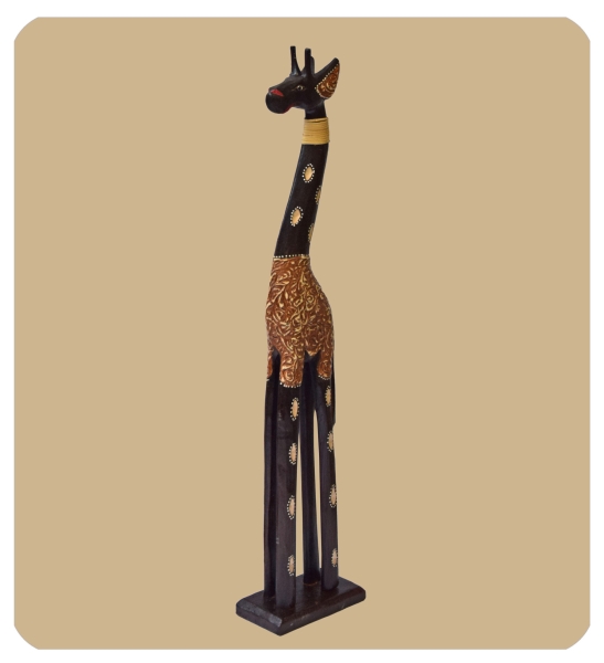 XXL afrikanische Holzfigur Giraffe Deko Holz Figur Skulptur Afrika