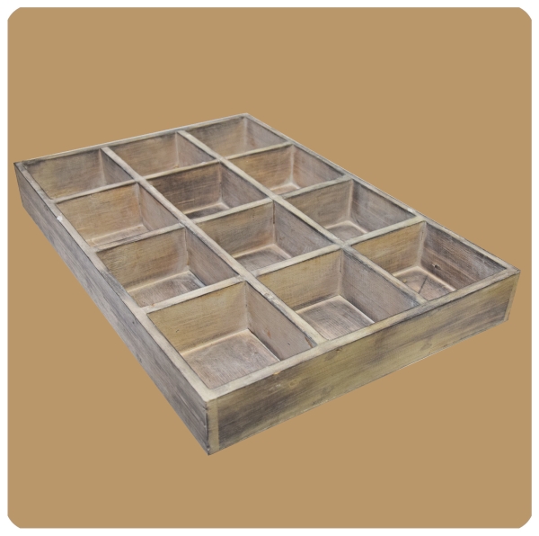 Holzbox mit 9 bzw. 12 Fächern – Shabby Chic Vintage Weiß
