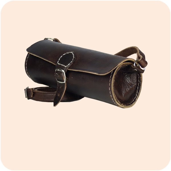 Schultertasche Laffa Leder rund 24x10cm - marokkanische Umhängetasche, Lederhandtasche