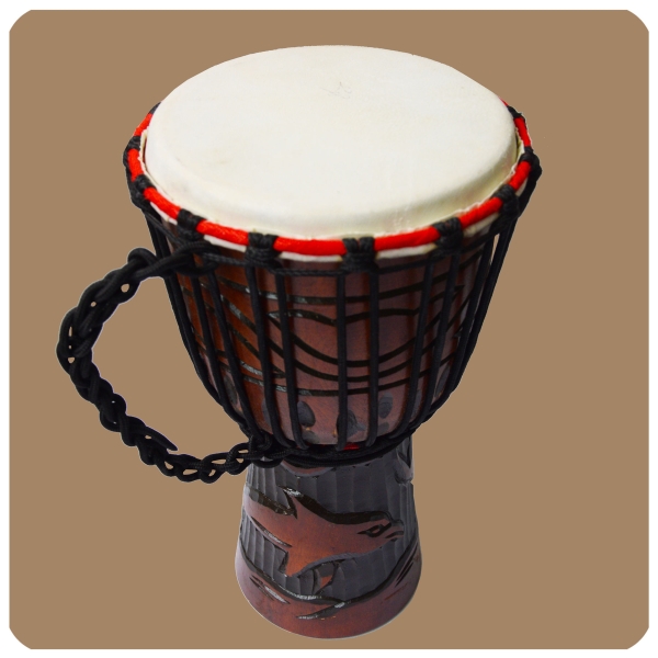 Djembe | geschnitzt 30 cm | Bongo Afrikanische Trommel aufwendige Schnitzerei