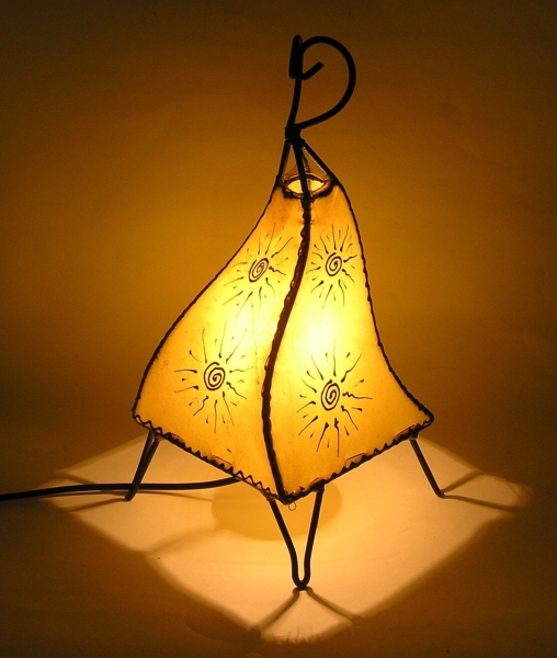Orientalische Lampe Hennalampe marokkanische Lederlampe Tischleuchte Stehleuchte Mellah Sonne 35-38 cm