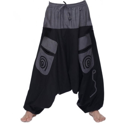 Bloomers Herren Haremshose – Baggy, Aus Atmungsaktivem Material, Bequem Für Yoga, Freizeit, Strand, In Schwarz, Größe XXL