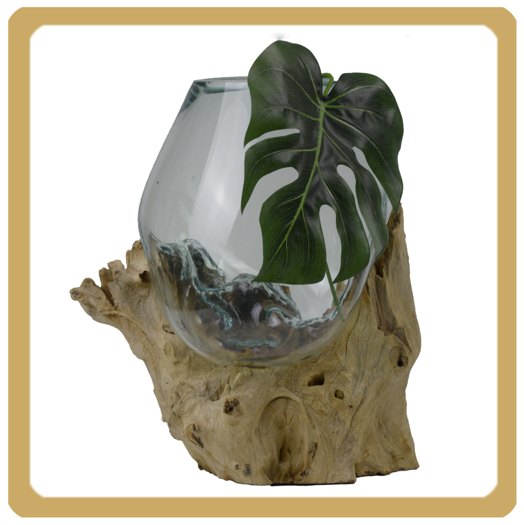 Wurzelholz Glas Vase Teakholz Glasvase Wurzelvase Deko Geschenk 1