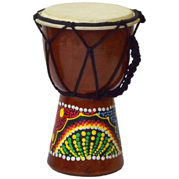 Djembe Trommel 15 cm Bongo Afrika - bemalt Drum Rhythmus Percussion Dot Painting