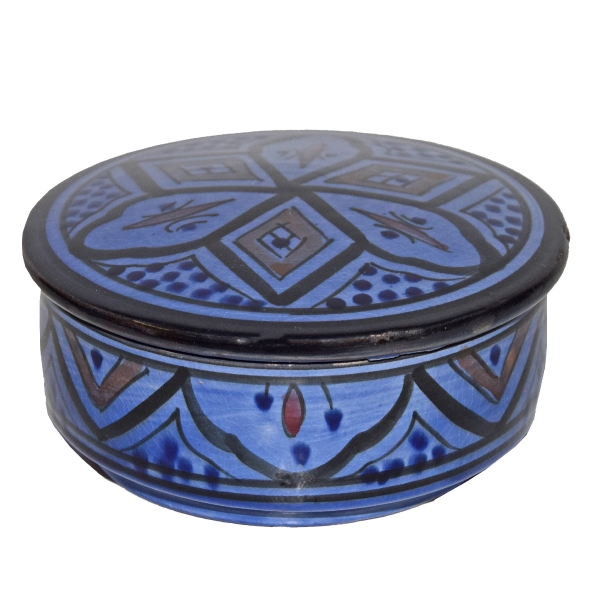 Handgefertigte marokkanische Keramikdose – Aufwendig bemalt, ideal für Küche oder Badaccessoires