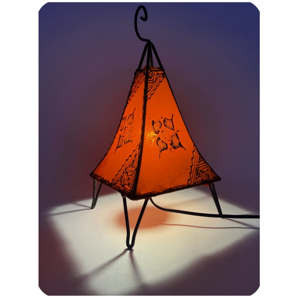 Orientalische Lampe Hennalampe marokkanische Lederlampe Tischleuchte Stehleuchte Pyramide Orient 35-38 cm