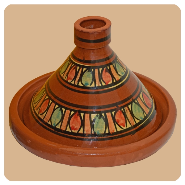 Tajine glasiert | Tontopf aus Marokko | Schmortopf bemalt 30 cm | schadstofffrei