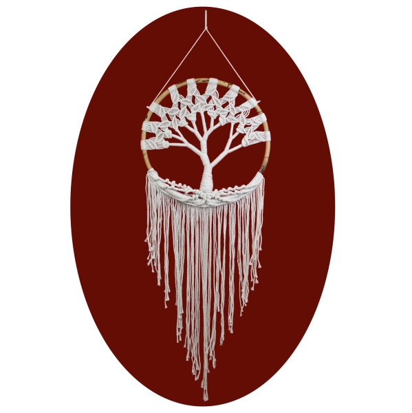 Traumfänger Dreamcatcher Lebensbaum Träume Windspiel Geschenk Deko Hängend weiß 137x55 cm