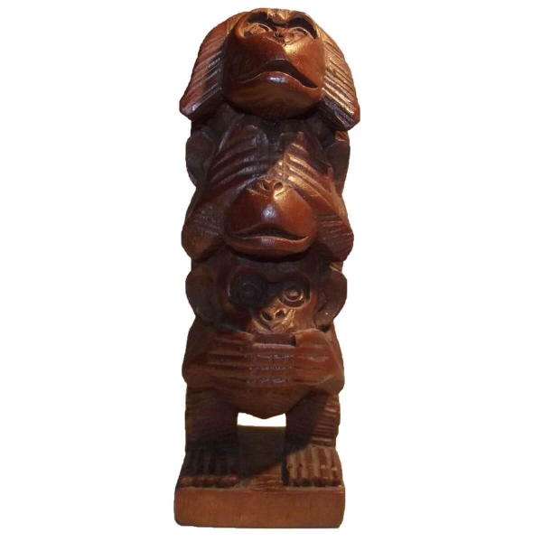 Holz Figur Skulptur Abstrakt Holzfigur Statue Afrika Asia Handarbeit Deko 3 Affen