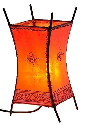 Orientalische Lampe Hennalampe marokkanische Lederlampe Tischleuchte Stehleuchte Carree Sonne 30 cm