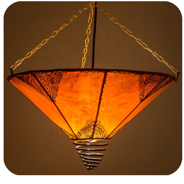 Orientalische Lampe Deckenleuchte Hängelampe marokkanische Deckenlampe Lederlampe Fuego Orient 40 cm
