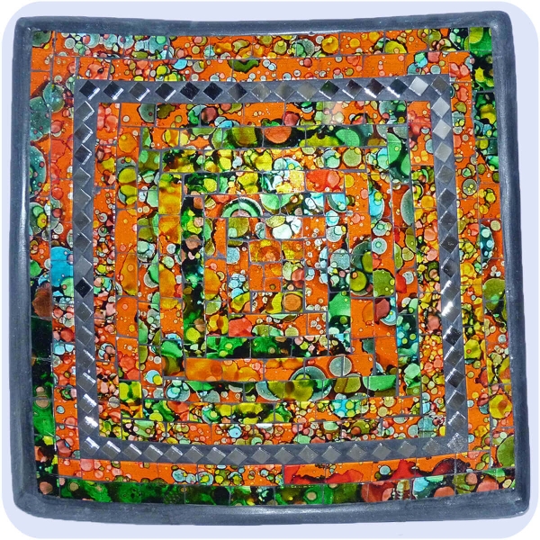 Mosaikschale Tonschale Glasschale Dekoschale Mosaik Kunsthandwerk Glassteine Deko Quadrat Spiegel groß