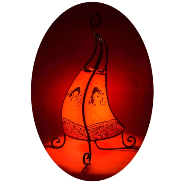 Orientalische Lampe Hennalampe marokkanische Lederlampe Tischleuchte Stehleuchte Coq Gecko 40 cm