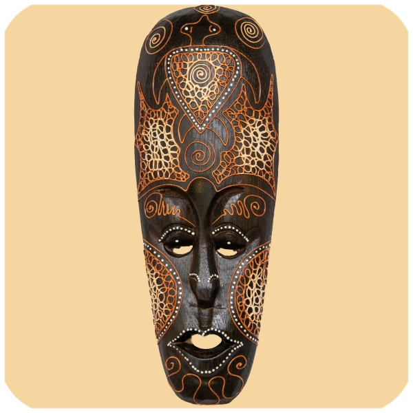 Afrikanische Maske aus Holz - bemalt - 30 cm