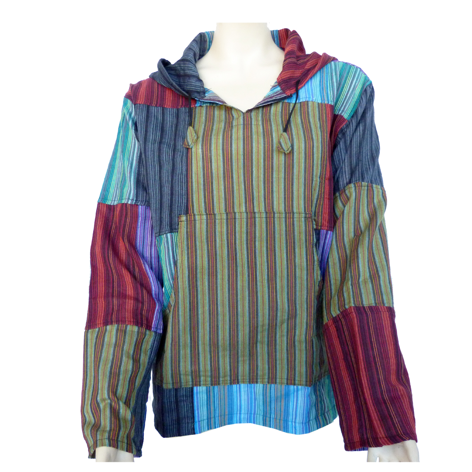 Camicia patchwork con cappuccio camicia pullover camicia da pesca camicia casual camicia casual hippie goa psy kurta