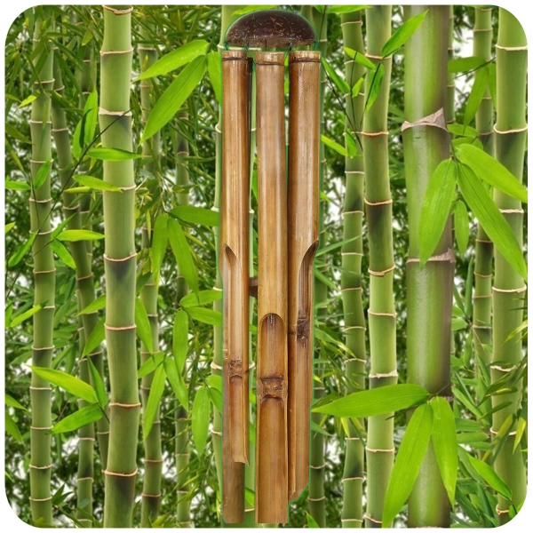 Windspiel Klang-Spiel Bambus Deko Mobile Klangröhren Entspannung Garten Türglocke Feng Shui 80 cm