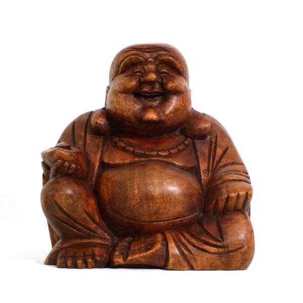 Happy Buddha Holz Figur Skulptur Abstrakt Holzfigur Statue Afrika Asia Glücksbringer Handarbeit Deko