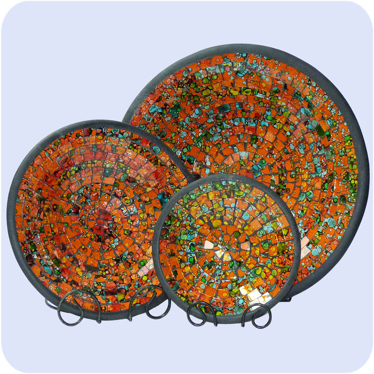 Simandra Mosaikschale Tonschale Glasschale Dekoschale Mosaik Kunsthandwerk Glassteine Deko rund Spiegel M Color Orange