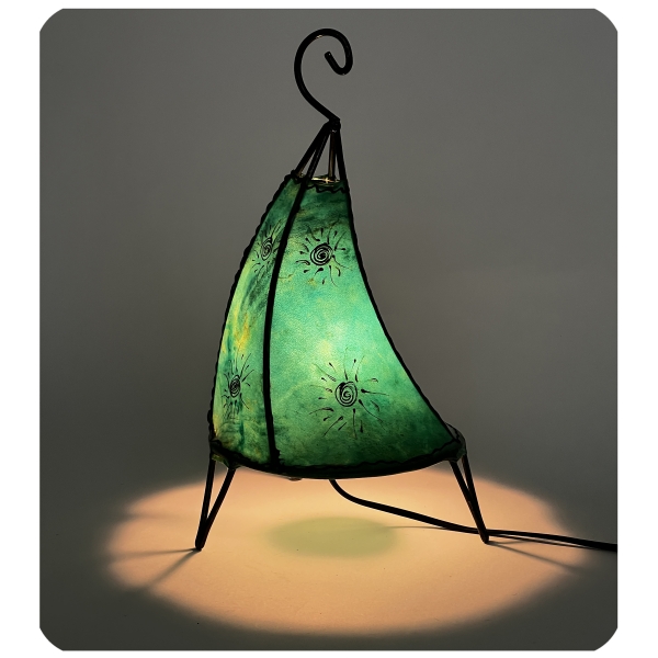 Orientalische Lampe Hennalampe marokkanische Lederlampe Tischleuchte Stehleuchte Henna Tissir Sonne 35-38 cm