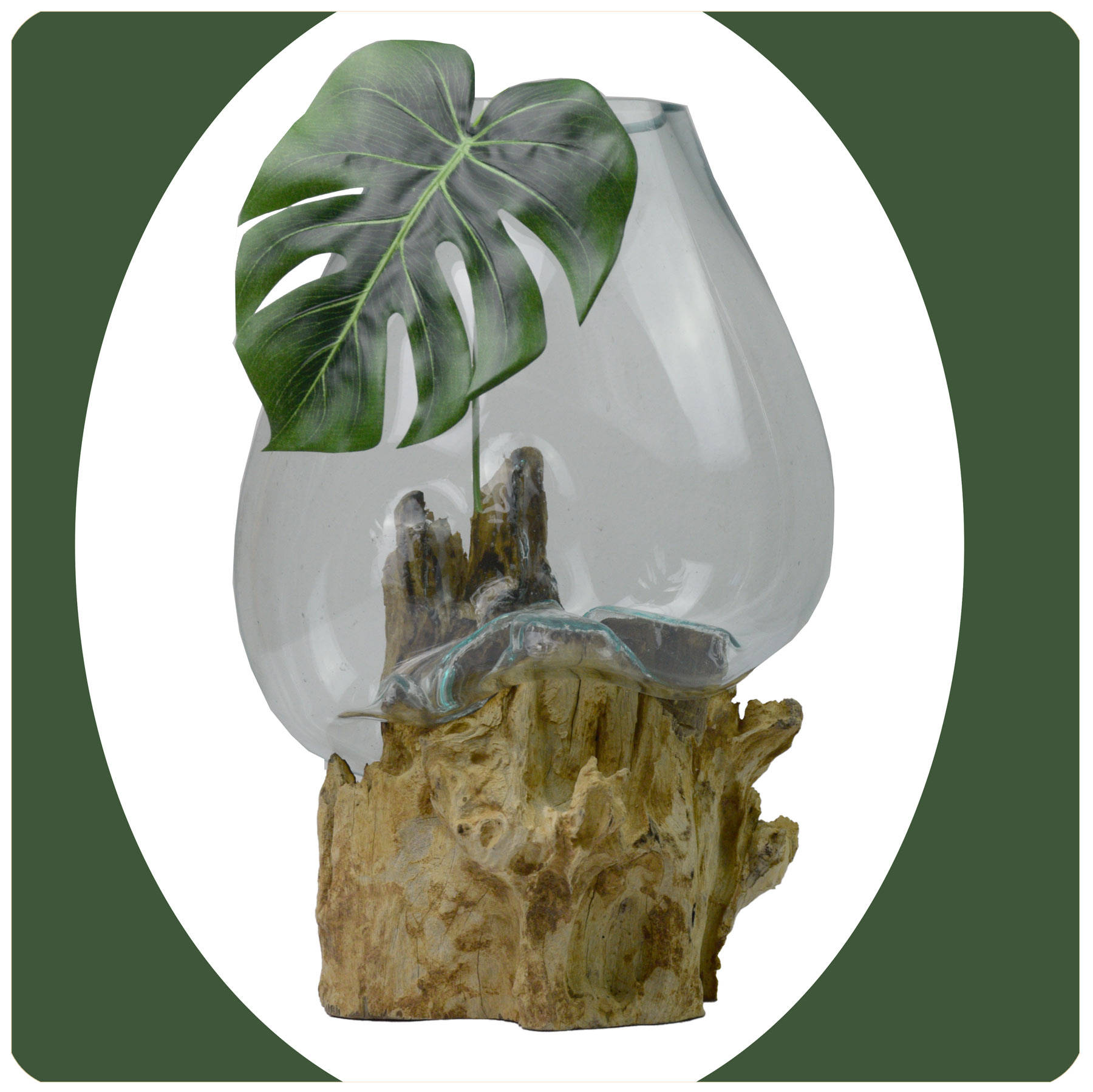 Wurzelholz Glas Vase Teakholz Glasvase Wurzelvase Deko Geschenk 1