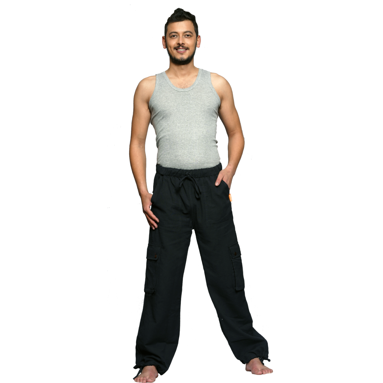 Simandra Cargo-Hose aus Baumwolle - Arbeitshose im Cargo-Stil mit Gummibund - Hose mit vielen Taschen - Freizeithose mit geradem Bein