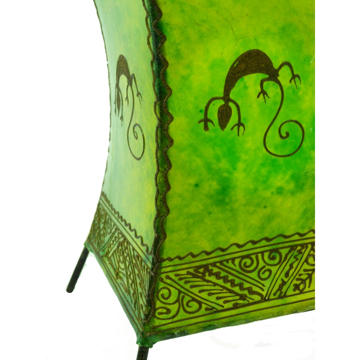 Simandra Orientalische Henna Stehlampe 100 Cm - Handbemalte Lederlampe Aus Marokko, Gelb, Inkl. Kabel & Schalter