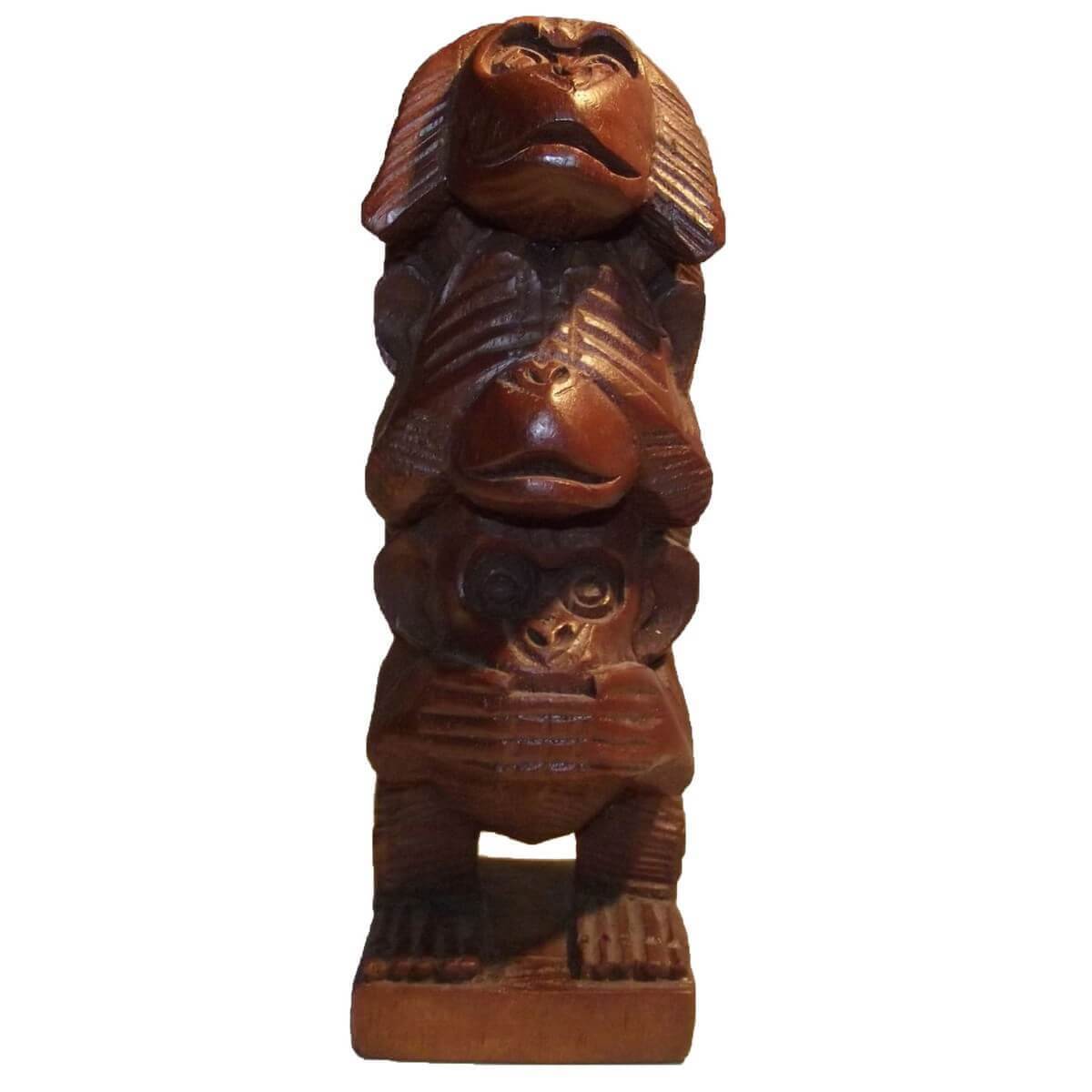 Die 3 Affen Holz Holzfigur Holzskulptur Handgeschnitzt Dekoration ca.12cm