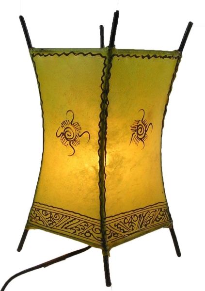 Orientalische Lampe Hennalampe marokkanische Lederlampe Tischleuchte Stehleuchte Carree Sonne 30 cm