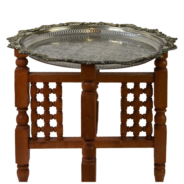 Marokkanischer Tisch Beistelltisch Teetisch orientalisch mit antikem Tablett-klein-