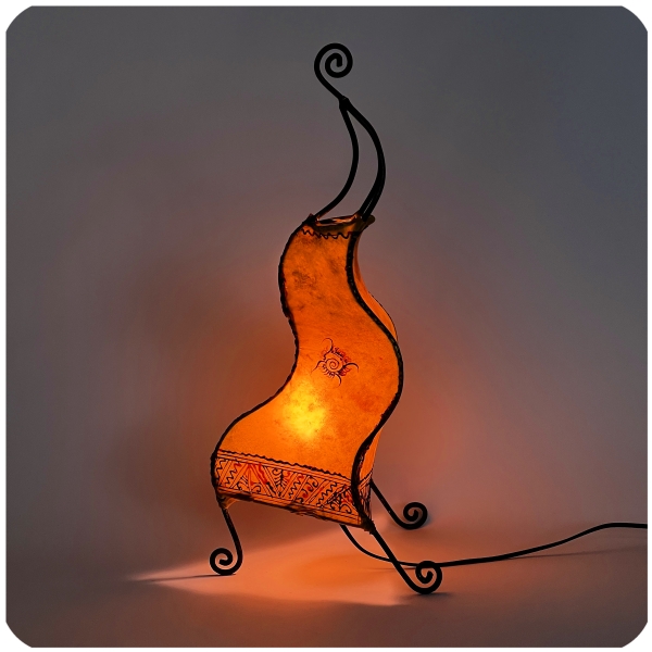 Orientalische Lampe Hennalampe marokkanische Lederlampe Tischleuchte Stehleuchte Essaouira Sonne 50 cm
