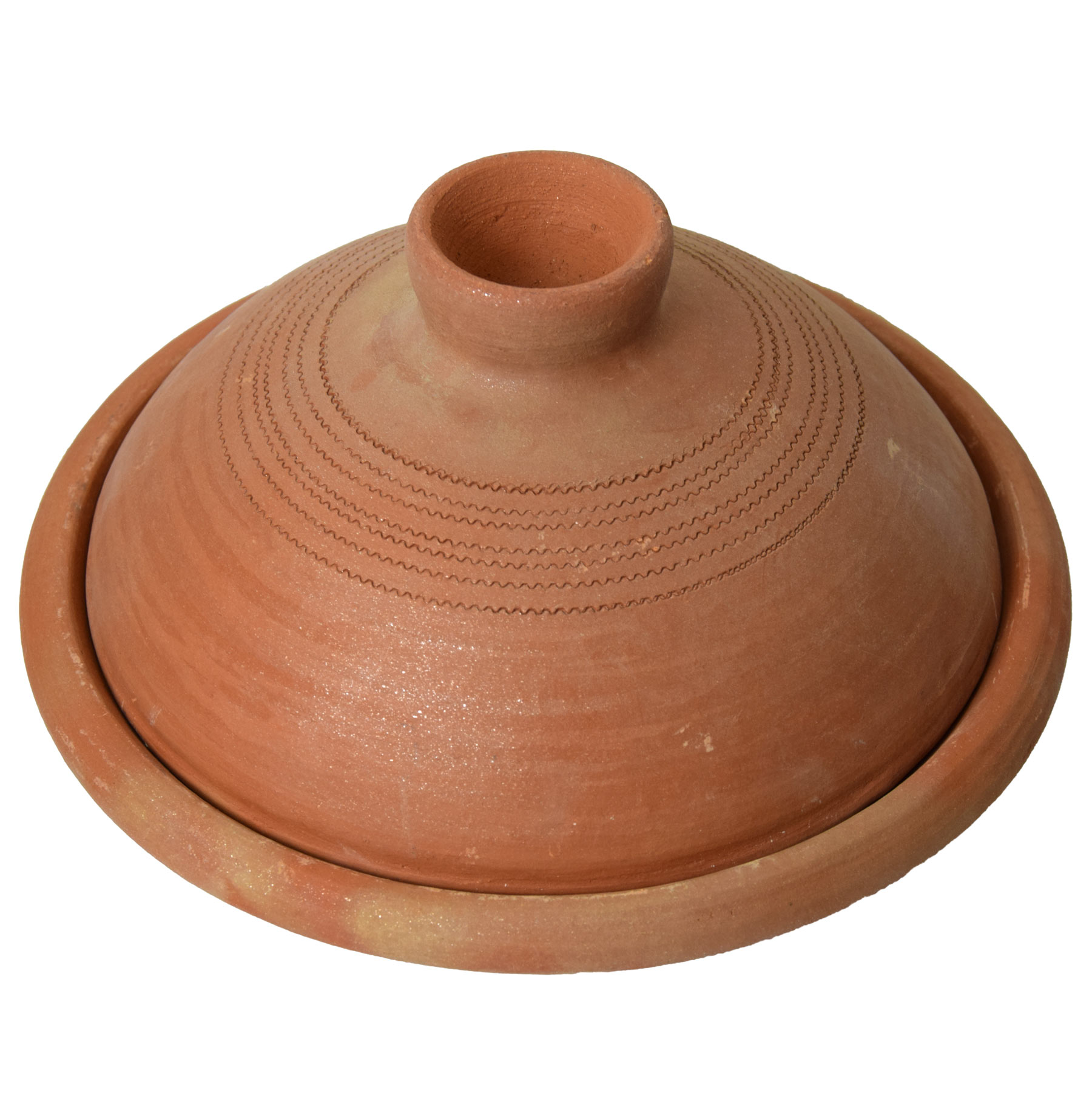 Tajine I Tontopf zum Garen I unlasierter Schmortopf I 24 cm Durchmesser | aus Marokko | Keramik & Ton