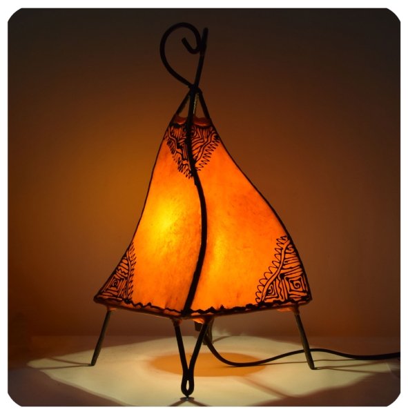 Orientalische Lampe Hennalampe marokkanische Lederlampe Tischleuchte Stehleuchte Mellah Orient 35-38 cm