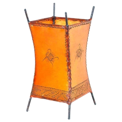 Simandra Orientalische Stehlampe – Hennalampe, Leder, 100 Cm, Gelb, Handbemalt