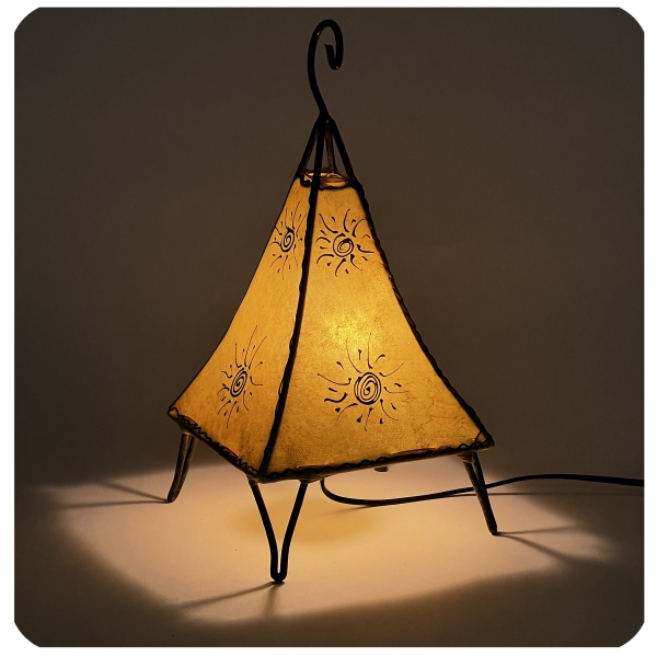 Orientalische Lampe Hennalampe marokkanische Lederlampe Tischleuchte Stehleuchte Pyramide Sonne 35-38cm