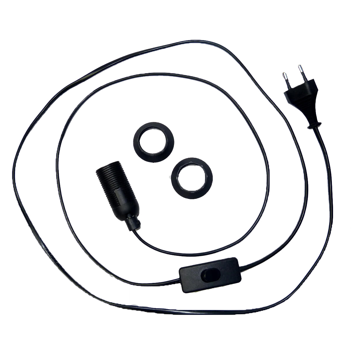 CABLEPELADO E14-Lampenfassung Mit Schalter – 2 M Kabel, E14-Sockel, Ein/Aus-Schalter, Schwarz