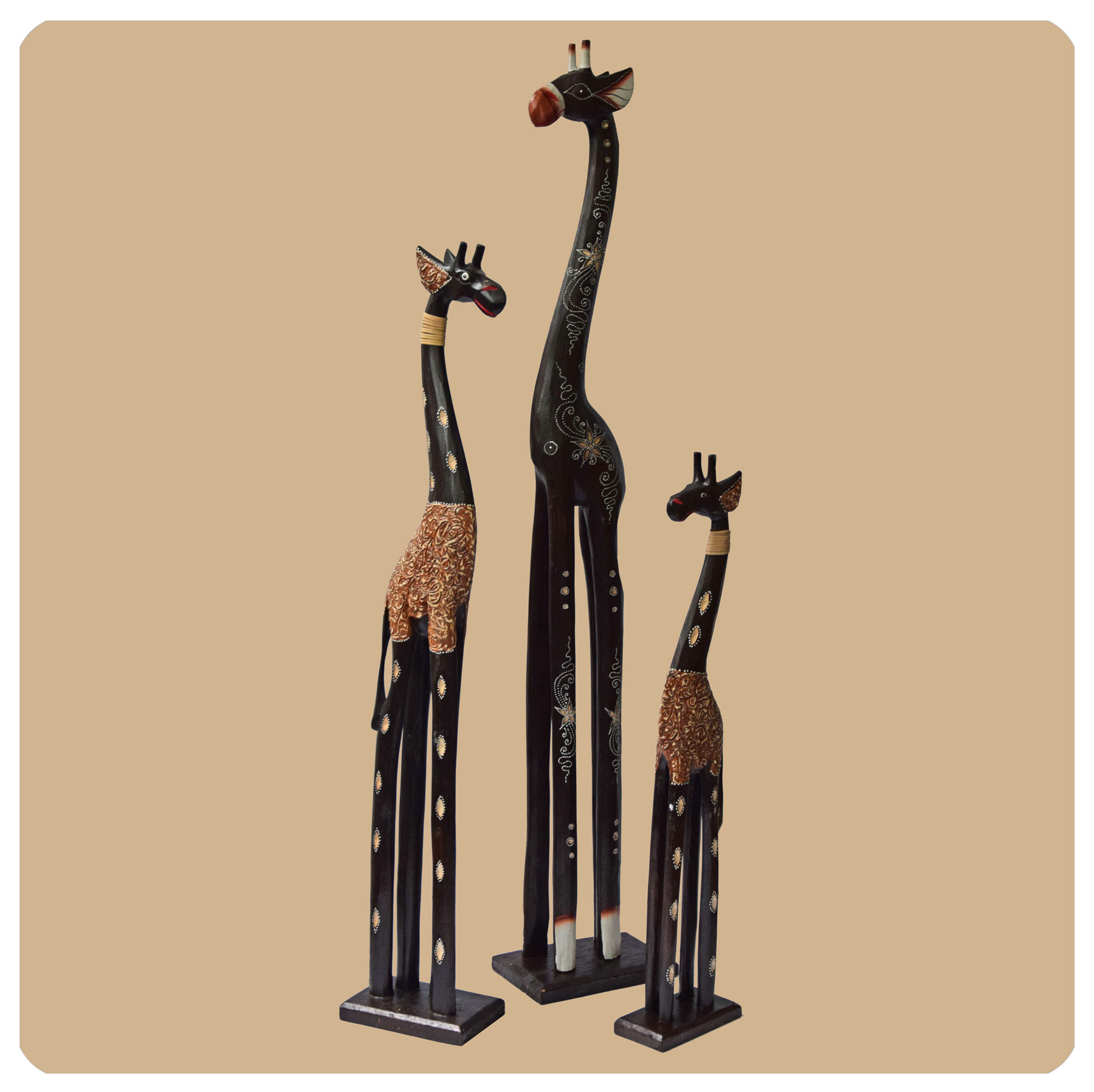 XXL figura de madera africana jirafa figura de madera decorativa escultura África