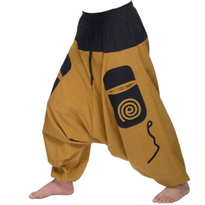 Pantalon Pijama Mujer GURU-SHOP, Pantalón Harén Pluderhose, Unisex Pumphose, Pantalón Aladdin Con Pierna Muy Larga, Verde Oliva, Algodón, Tamaño:40, Pantalones Pluderhosen Y Aladin Mono Mujer