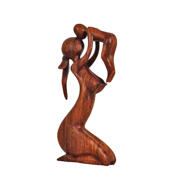 Holz Figur Skulptur Abstrakt Holzfigur Statue Afrika Asia Handarbeit Deko Mutter