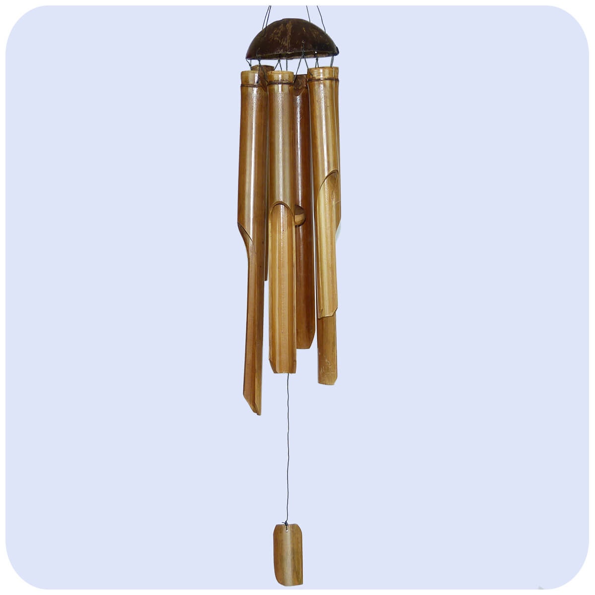 Carillon à Vent Bambou Avec Noix De Coco 30 Cm - Décoration Extérieure Mélodieuse