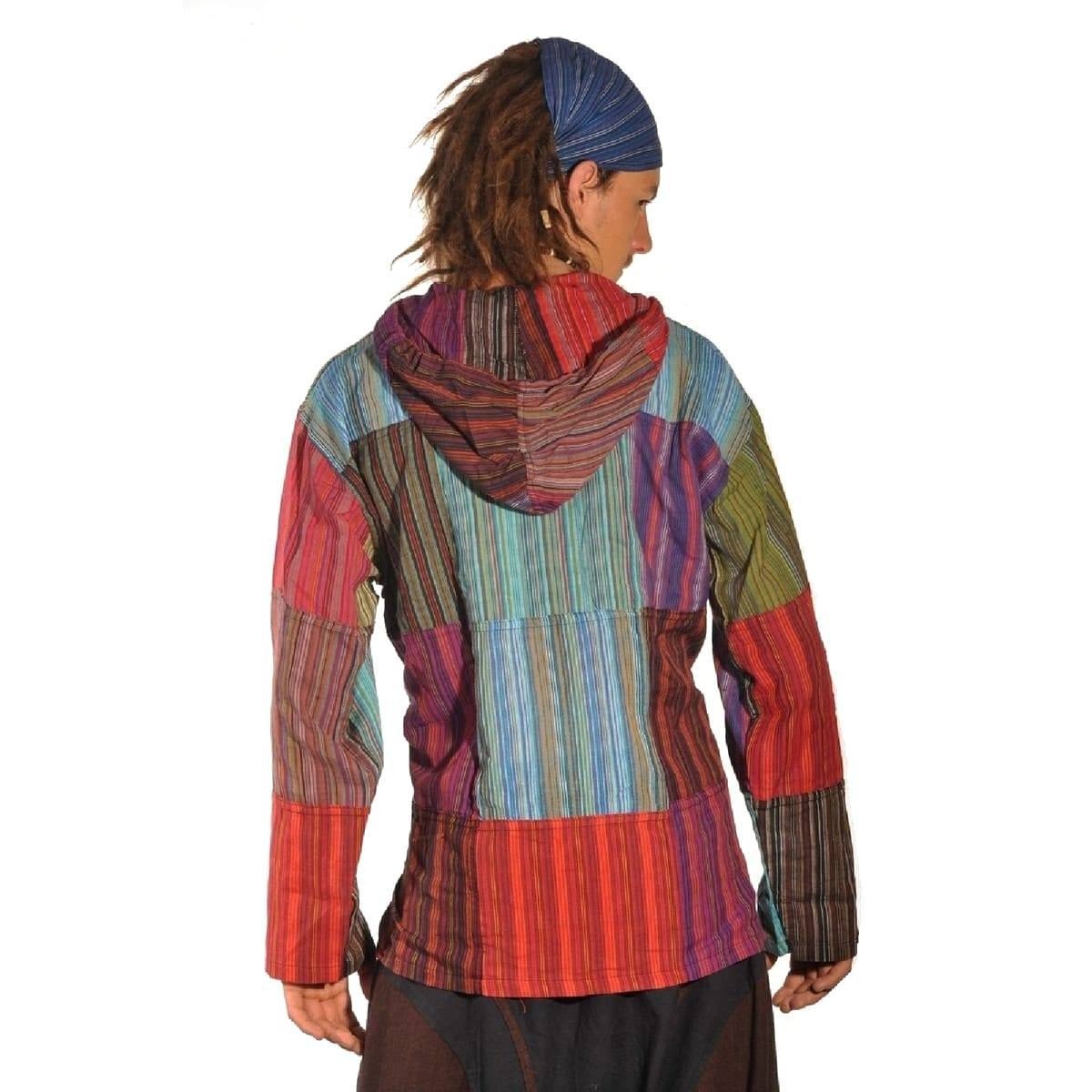 Camicia patchwork con cappuccio camicia pullover camicia da pesca camicia casual camicia casual hippie goa psy kurta